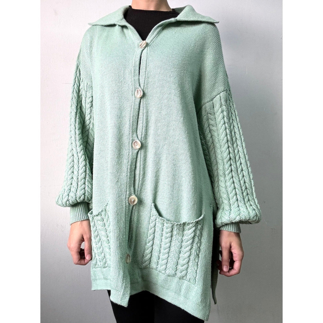 SWEATER MENTA ABOTONADO