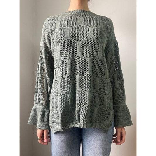 SWEATER VERDE PÁLIDO CON VUELOS