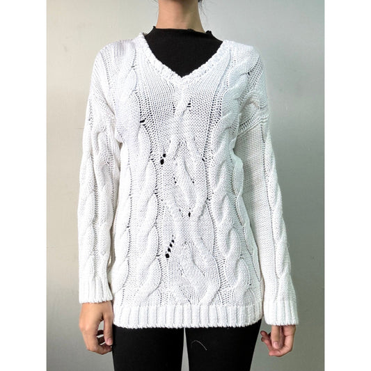 SWEATER BLANCO CUELLO EN V