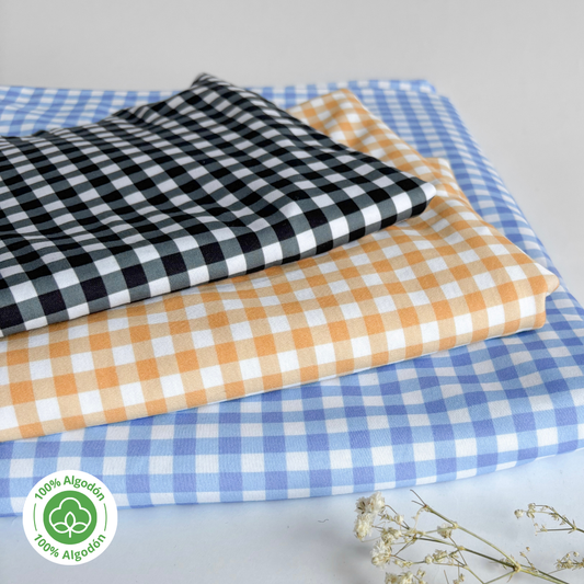 PIMA GAMUZADO CUADRILLÉ 100% ALGODÓN